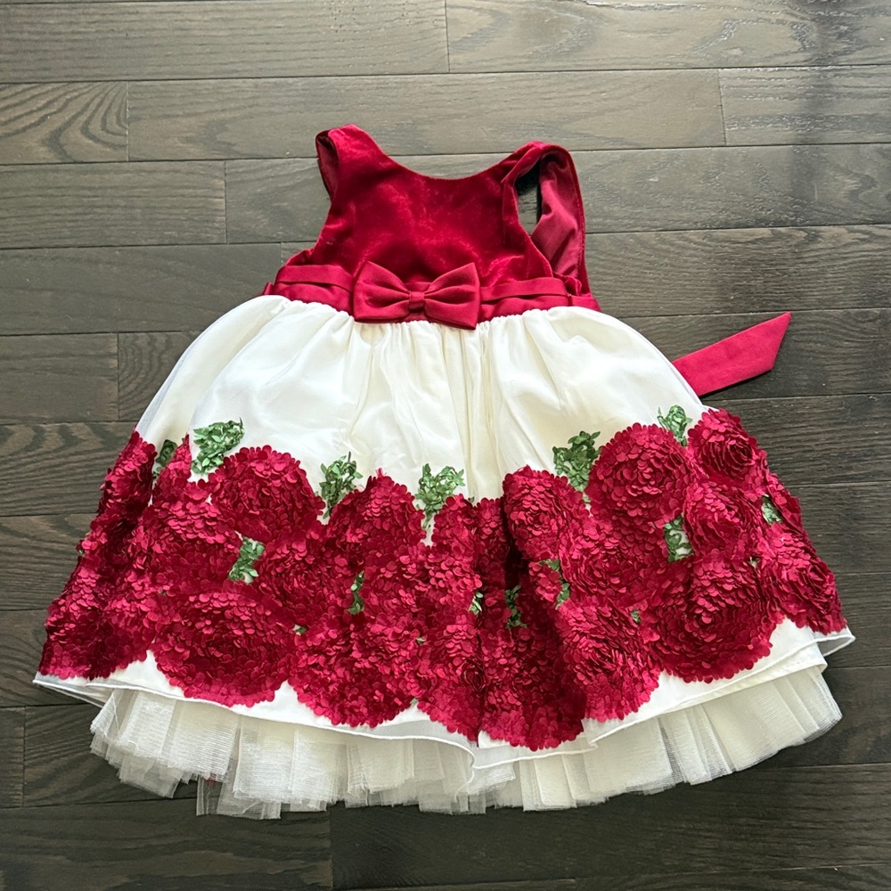 Red and White Floral Dress